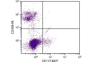 C57BL/6 mouse bone marrow cells were stained with Rat Anti-Mouse CD117-BIOT. (KIT antibody  (Biotin))