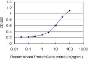 Detection limit for recombinant GST tagged MR1 is approximately 1ng/ml as a capture antibody. (MR1 antibody  (AA 201-300))