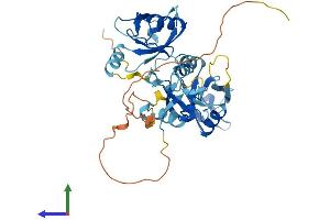 AlphaFold protein structure predicition of Human Recombinant PDZK1P1 Protein, UniprotID A8MUH7 (PDZK1P1 Protein (AA 1-402) (His tag))