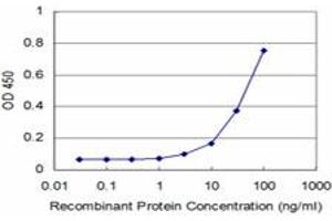 Detection limit for recombinant GST tagged FOXF2 is approximately 3ng/ml as a capture antibody. (FOXF2 antibody  (AA 207-340))