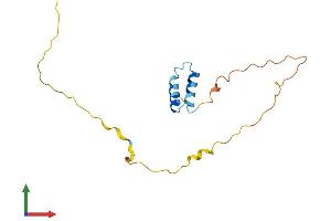 AlphaFold protein structure predicition of Mouse Recombinant Chchd2 Protein, UniprotID Q9D1L0 (CHCHD2 Protein (AA 1-153) (His tag))