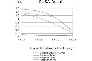 Black line: Control Antigen (100 ng),Purple line: Antigen (10 ng), Blue line: Antigen (50 ng), Red line:Antigen (100 ng) (TARDBP antibody)