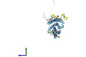 AlphaFold protein structure predicition of Human Recombinant TMEM184A Protein, UniprotID Q6ZMB5